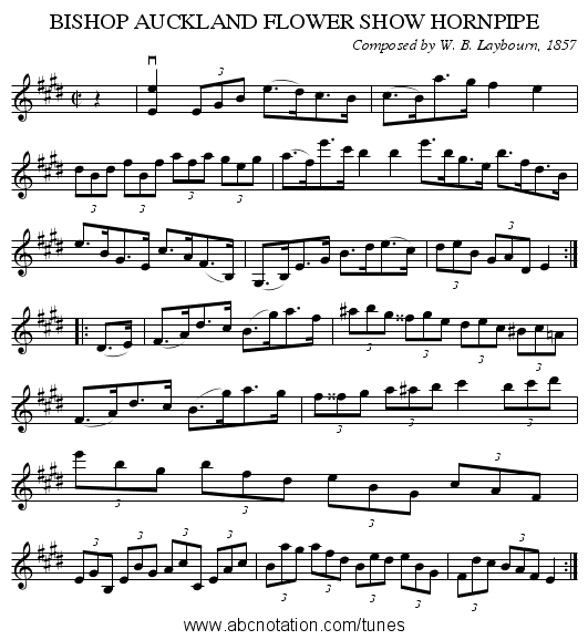 BISHOP AUCKLAND FLOWER SHOW HORNPIPE - staff notation