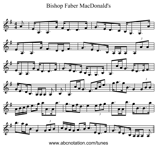 Bishop Faber MacDonald's - staff notation
