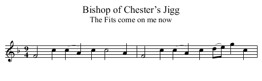 Bishop of Chester’s Jigg - staff notation
