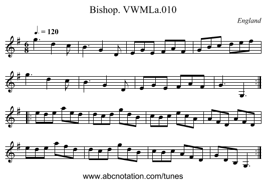 Bishop. VWMLa.010 - staff notation