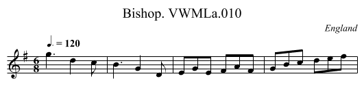 Bishop. VWMLa.010 - staff notation