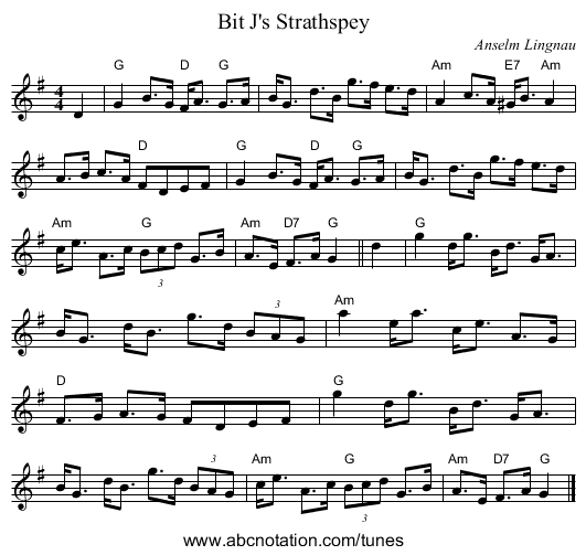 Bit J's Strathspey - staff notation