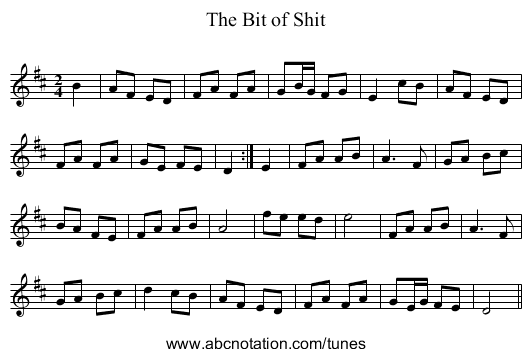 Bit of Shit, The - staff notation