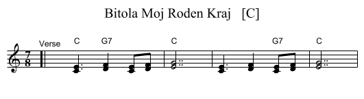 Bitola Moj Roden Kraj   [C] - staff notation