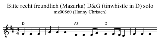 Bitte recht freundlich (Mazurka) D&G (tinwhistle in D) solo - staff notation