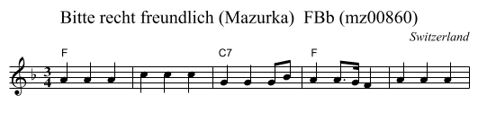 Bitte recht freundlich (Mazurka)  FBb (mz00860) - staff notation