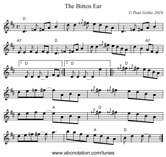 Bitten Ear, The - staff notation