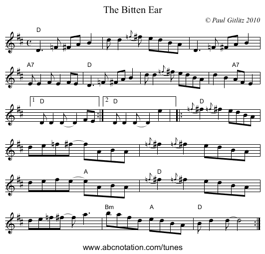 Bitten Ear, The - staff notation