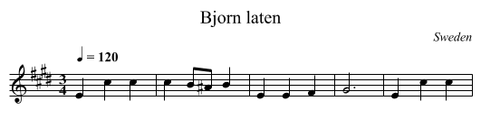 Bjorn laten - staff notation