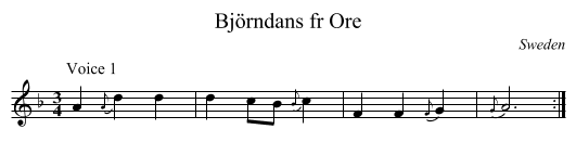 Björndans fr Ore - staff notation