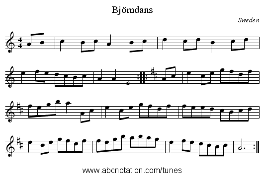 Björndans - staff notation