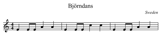 Björndans - staff notation