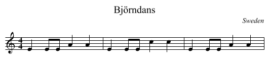 Björndans - staff notation