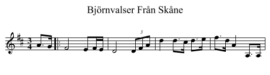 Björnvalser Från Skåne - staff notation