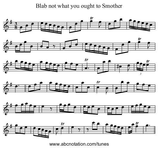 Blab not what you ought to Smother - staff notation