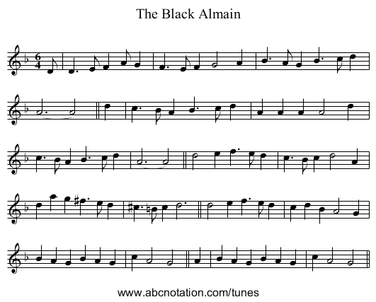 Black Almain, The - staff notation