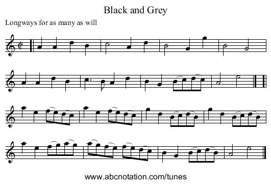 Black and Grey - staff notation
