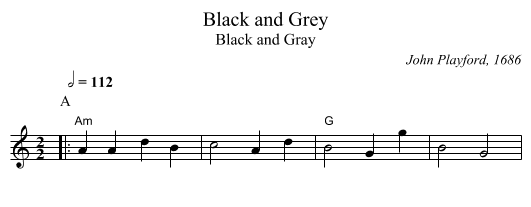 Black and Grey - staff notation