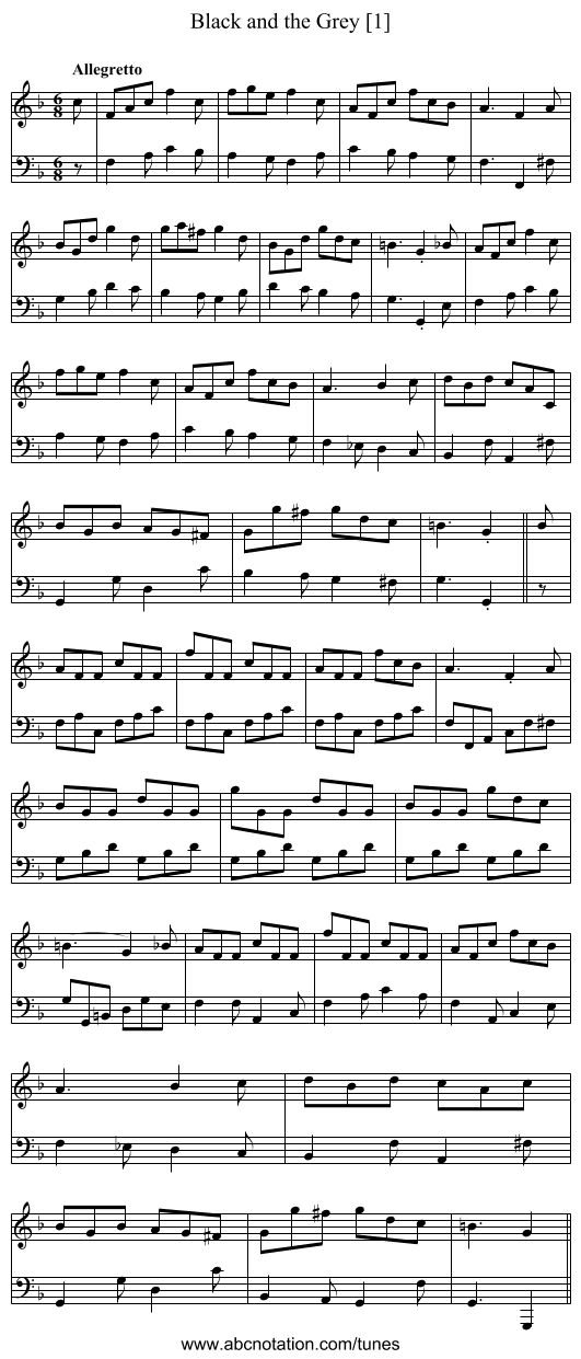 Black and the Grey [1] - staff notation