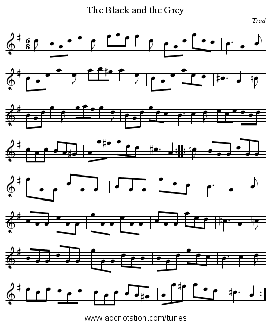 Black and the Grey, The - staff notation