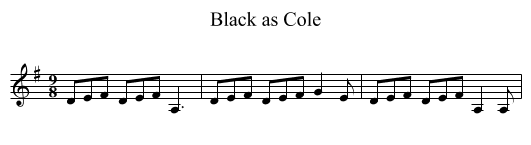 Black as Cole - staff notation