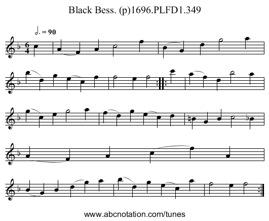 Black Bess. (p)1696.PLFD1.349 - staff notation