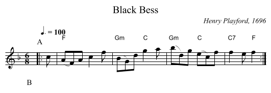 Black Bess - staff notation
