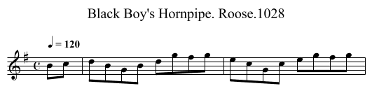 Black Boy's Hornpipe. Roose.1028 - staff notation