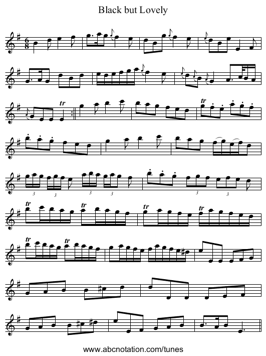 Black but Lovely - staff notation