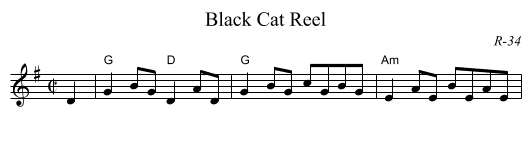 Black Cat Reel - staff notation