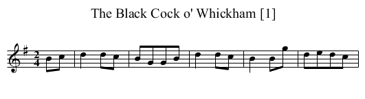 Black Cock o' Whickham [1], The - staff notation