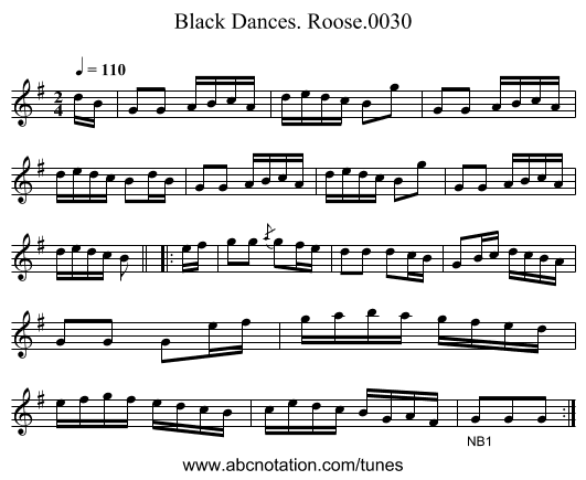 Black Dances. Roose.0030 - staff notation