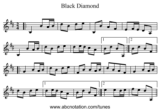 Black Diamond - staff notation