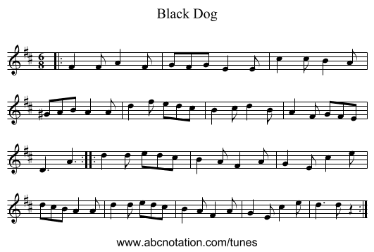 Black Dog - staff notation
