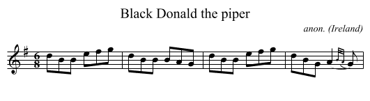 Black Donald the piper - staff notation