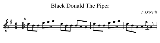 Black Donald The Piper - staff notation