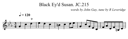 Black Ey'd Susan. JC.215 - staff notation