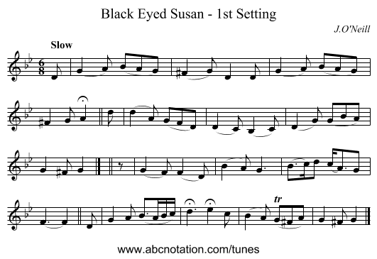 Black Eyed Susan - 1st Setting - staff notation