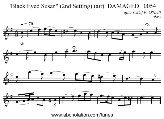 Black Eyed Susan (2nd Setting) (air) DAMAGED 0054 - staff notation