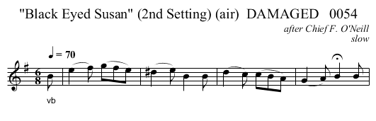 Black Eyed Susan (2nd Setting) (air)  DAMAGED   0054 - staff notation