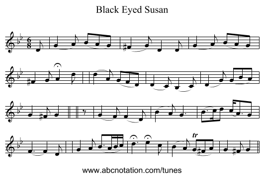 Black Eyed Susan - staff notation