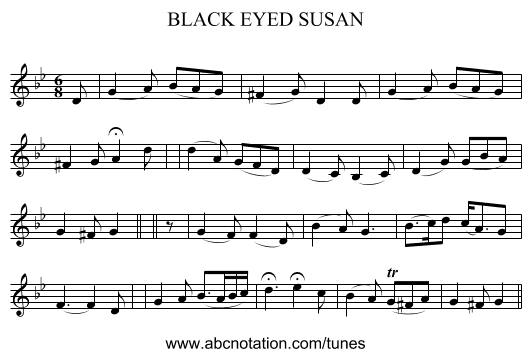 BLACK EYED SUSAN - staff notation