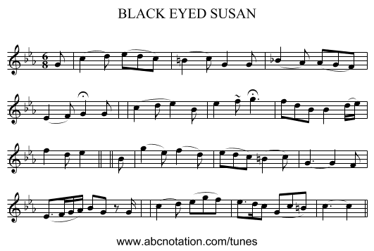 BLACK EYED SUSAN - staff notation