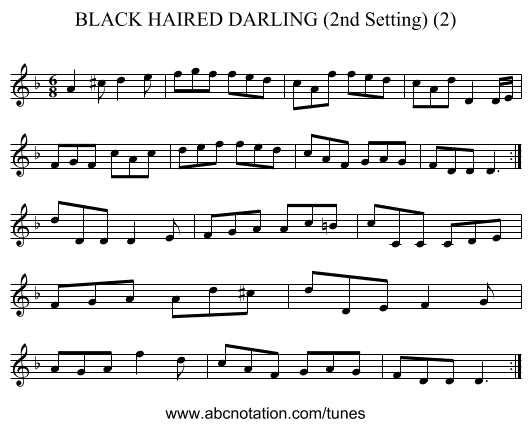 BLACK HAIRED DARLING (2nd Setting) (2) - staff notation