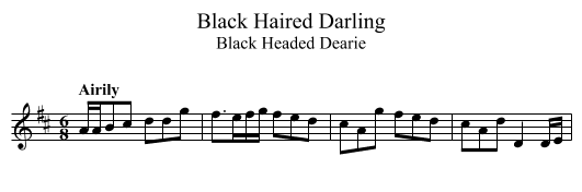 Black Haired Darling - staff notation