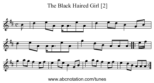 Black Haired Girl [2], The - staff notation