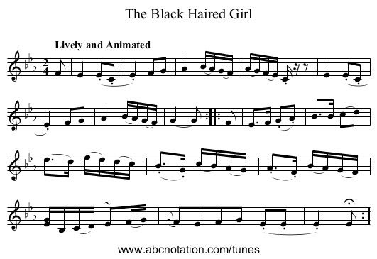 Black Haired Girl, The - staff notation