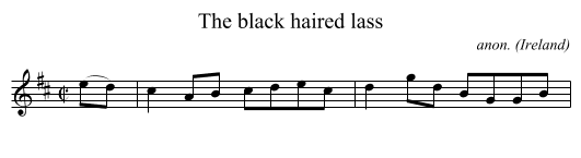 black haired lass, The  - staff notation