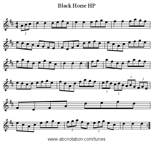Black Horse HP - staff notation