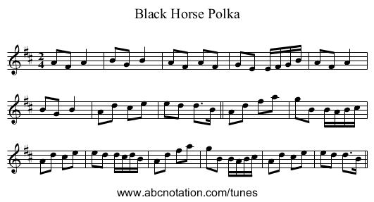 Black Horse Polka - staff notation